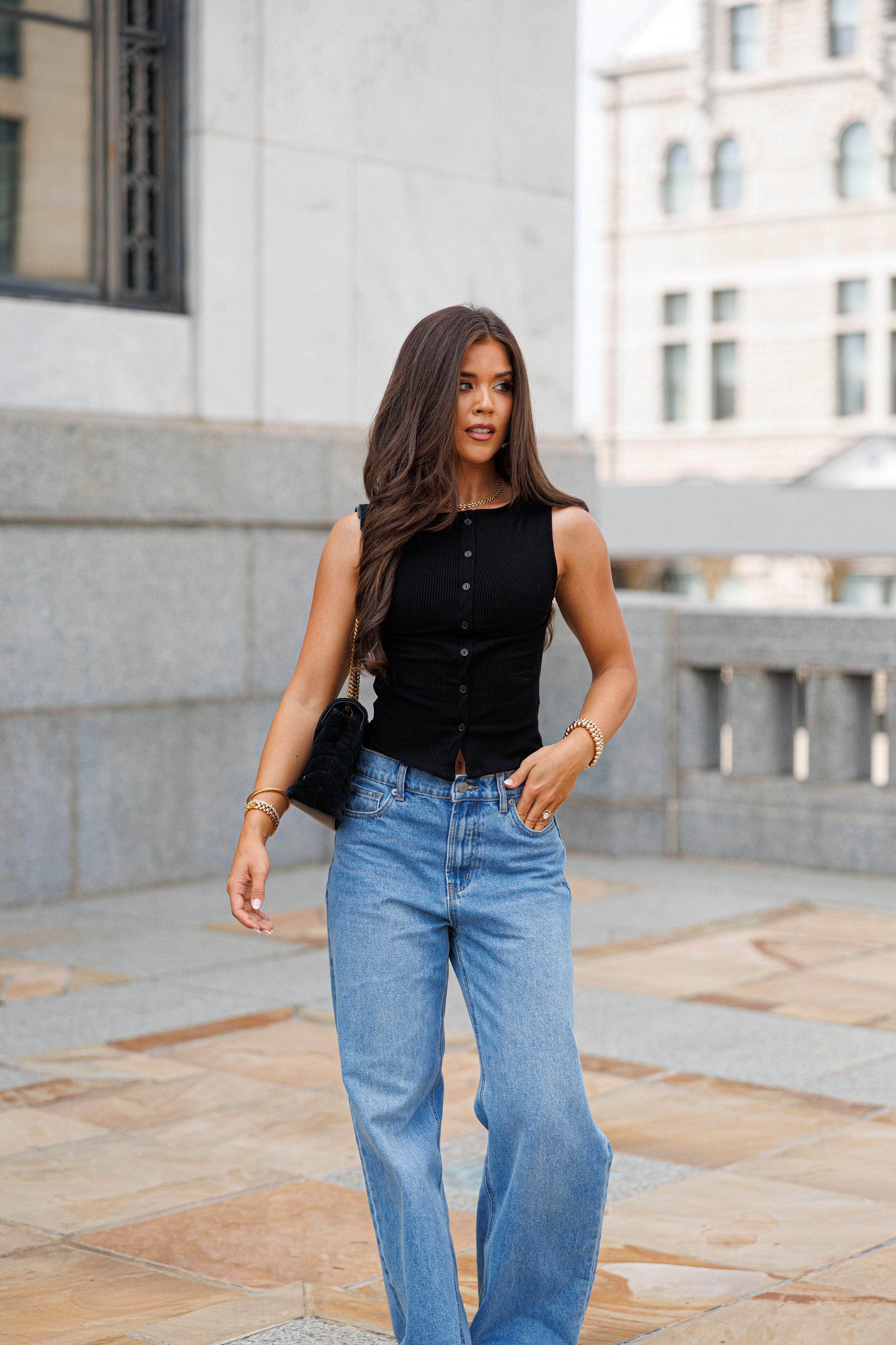 Sleeveless Button Up Tank