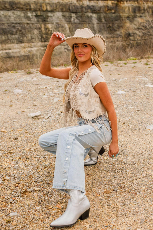 Snap Up Wide Leg Denim