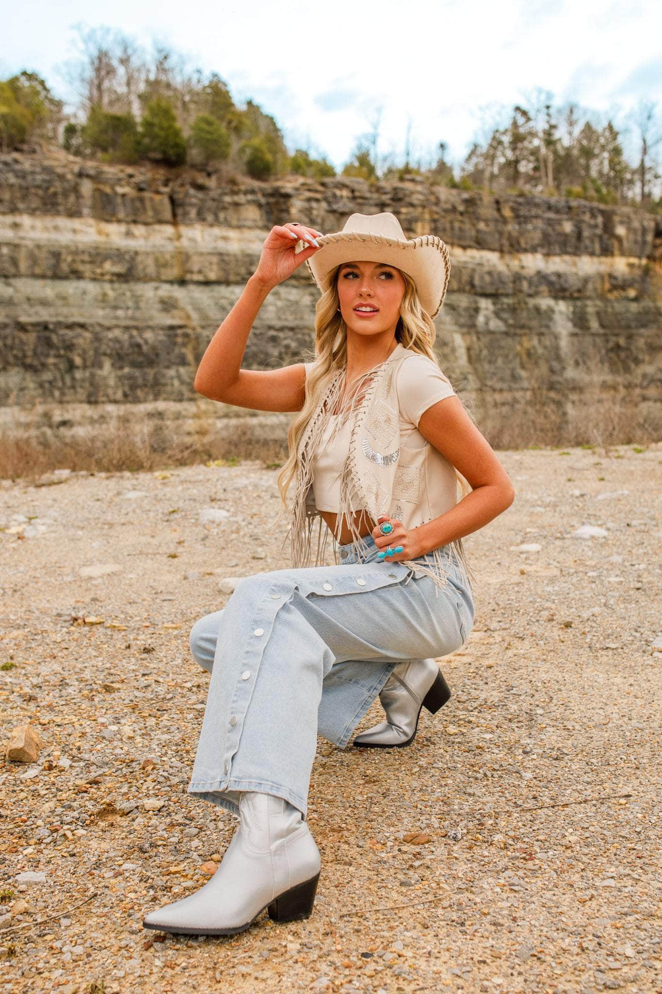 Snap Up Wide Leg Denim