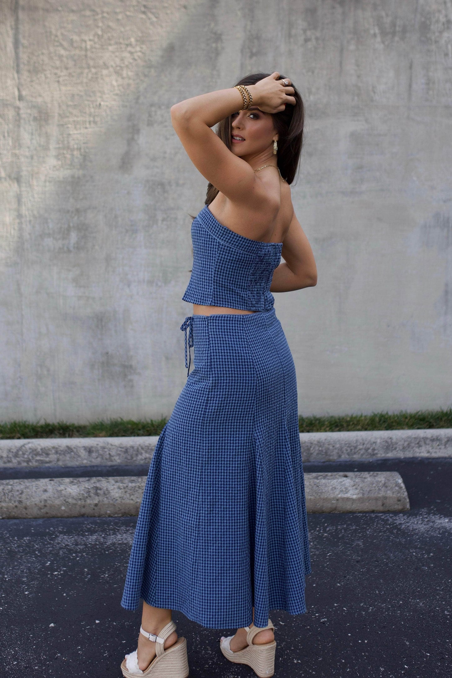 Indigo Gingham Skirt