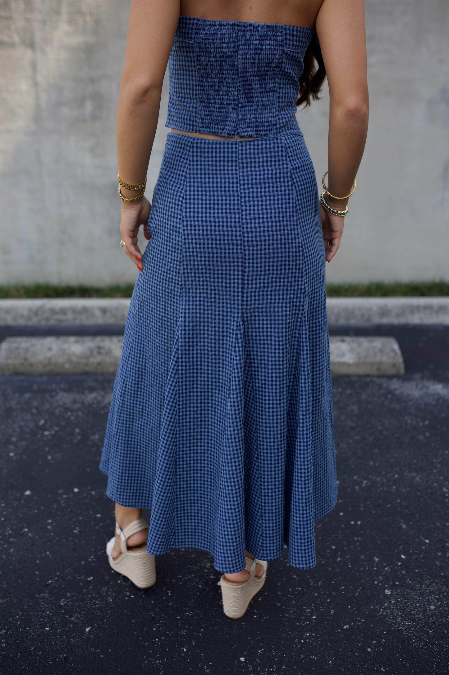 Indigo Gingham Skirt