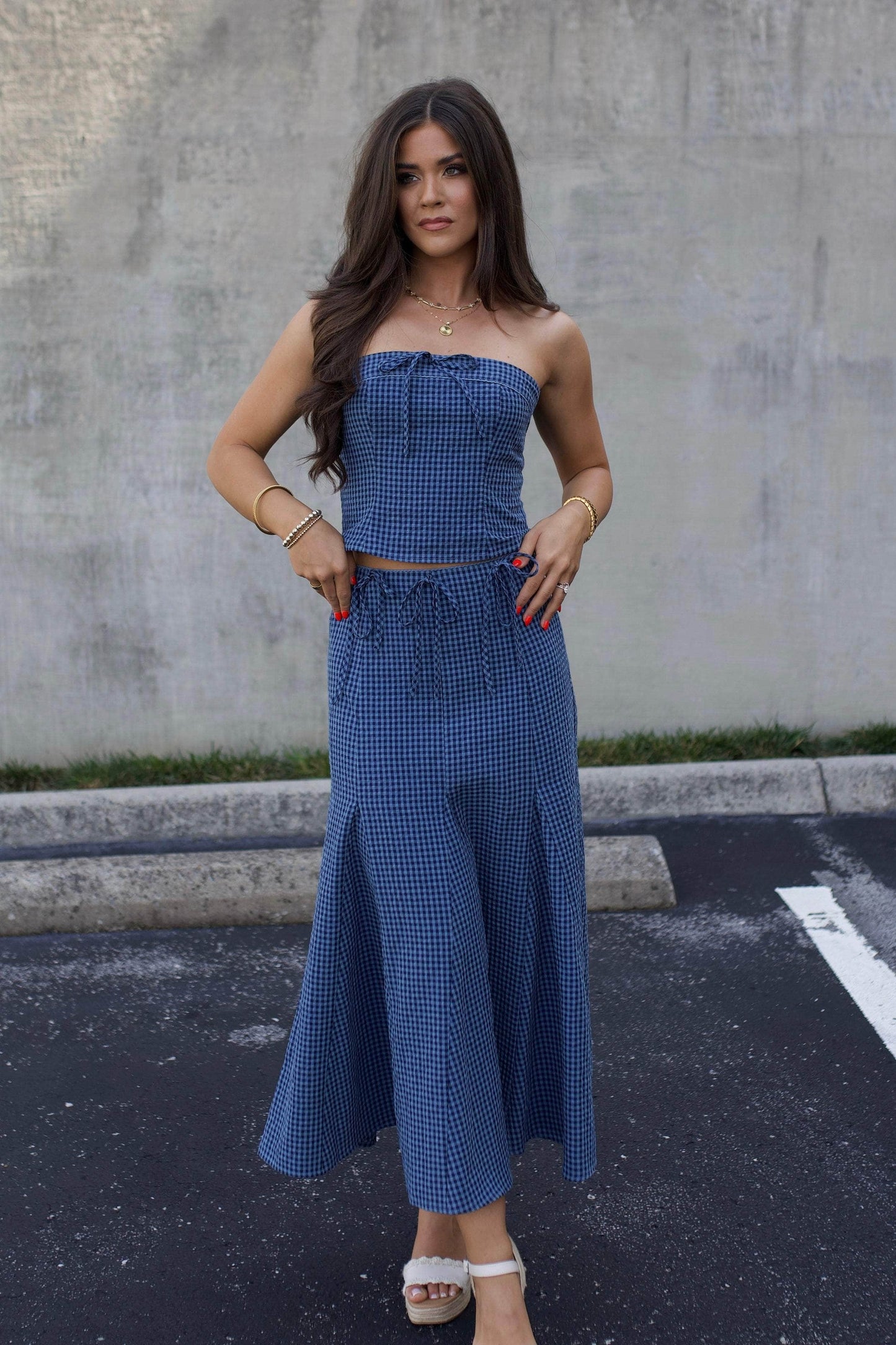 Indigo Gingham Skirt