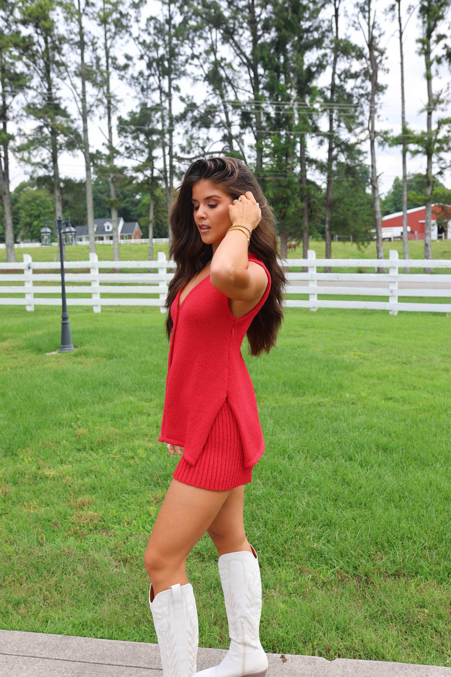 Red Knit Sweater Shorts