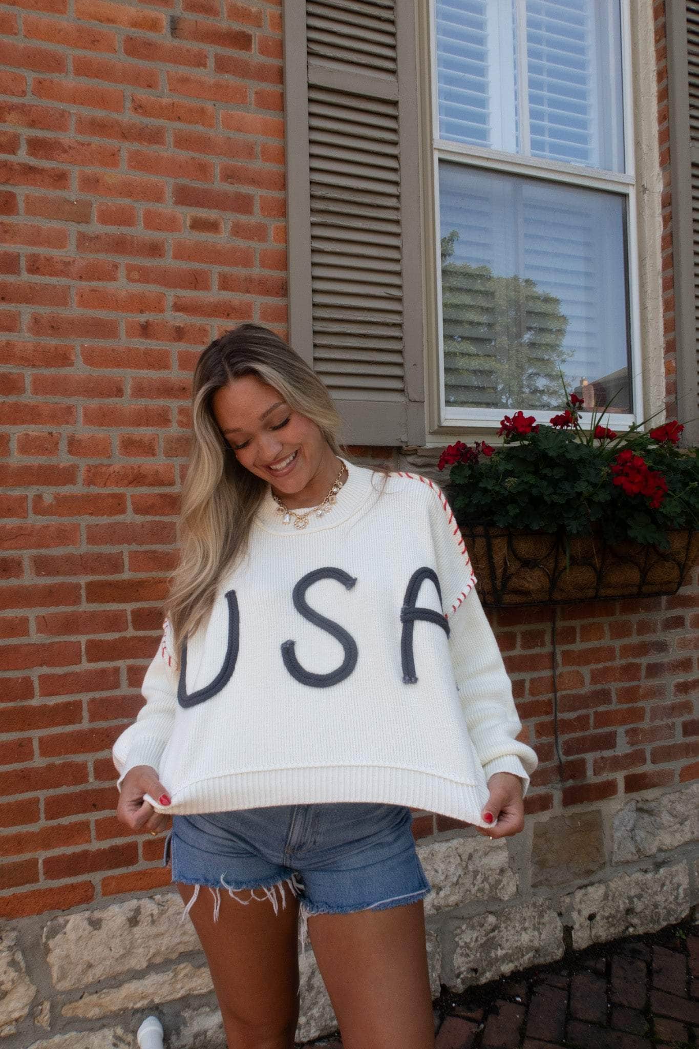 USA Stitched Sweater