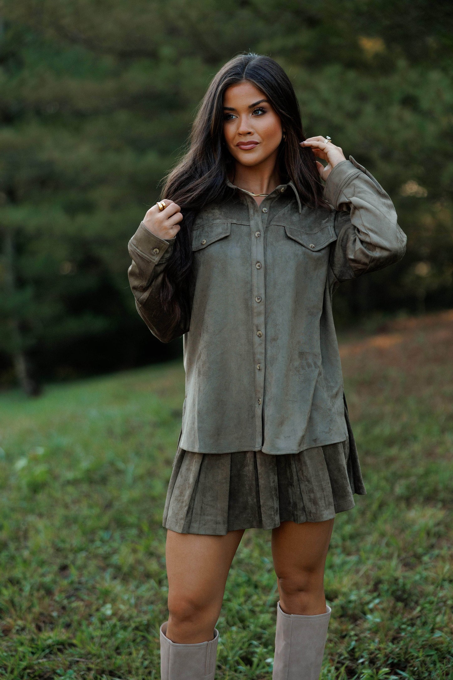 Valley Suede Pleated Skort