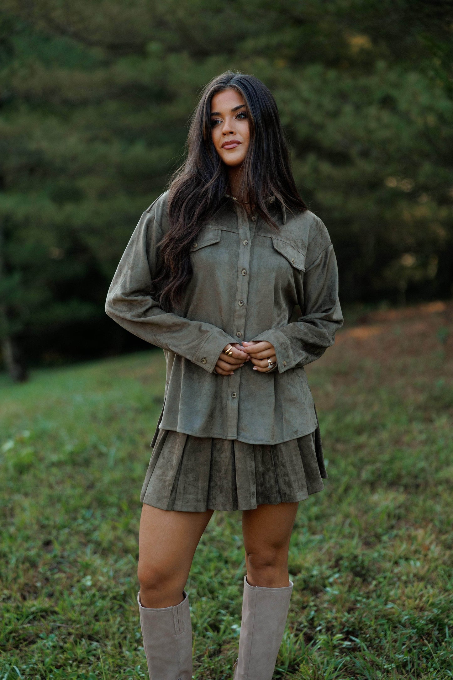 Valley Suede Pleated Skort