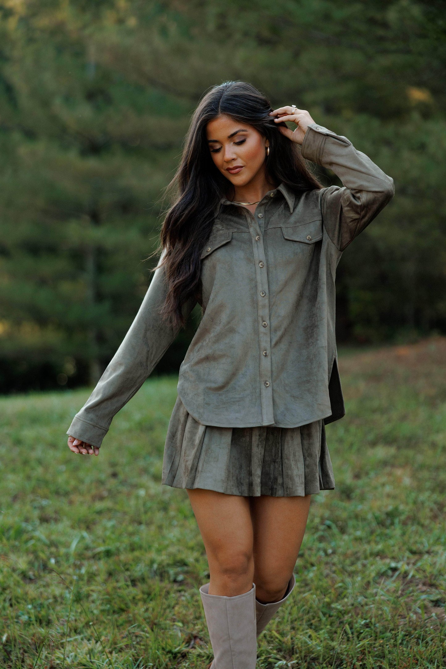 Valley Suede Pleated Skort