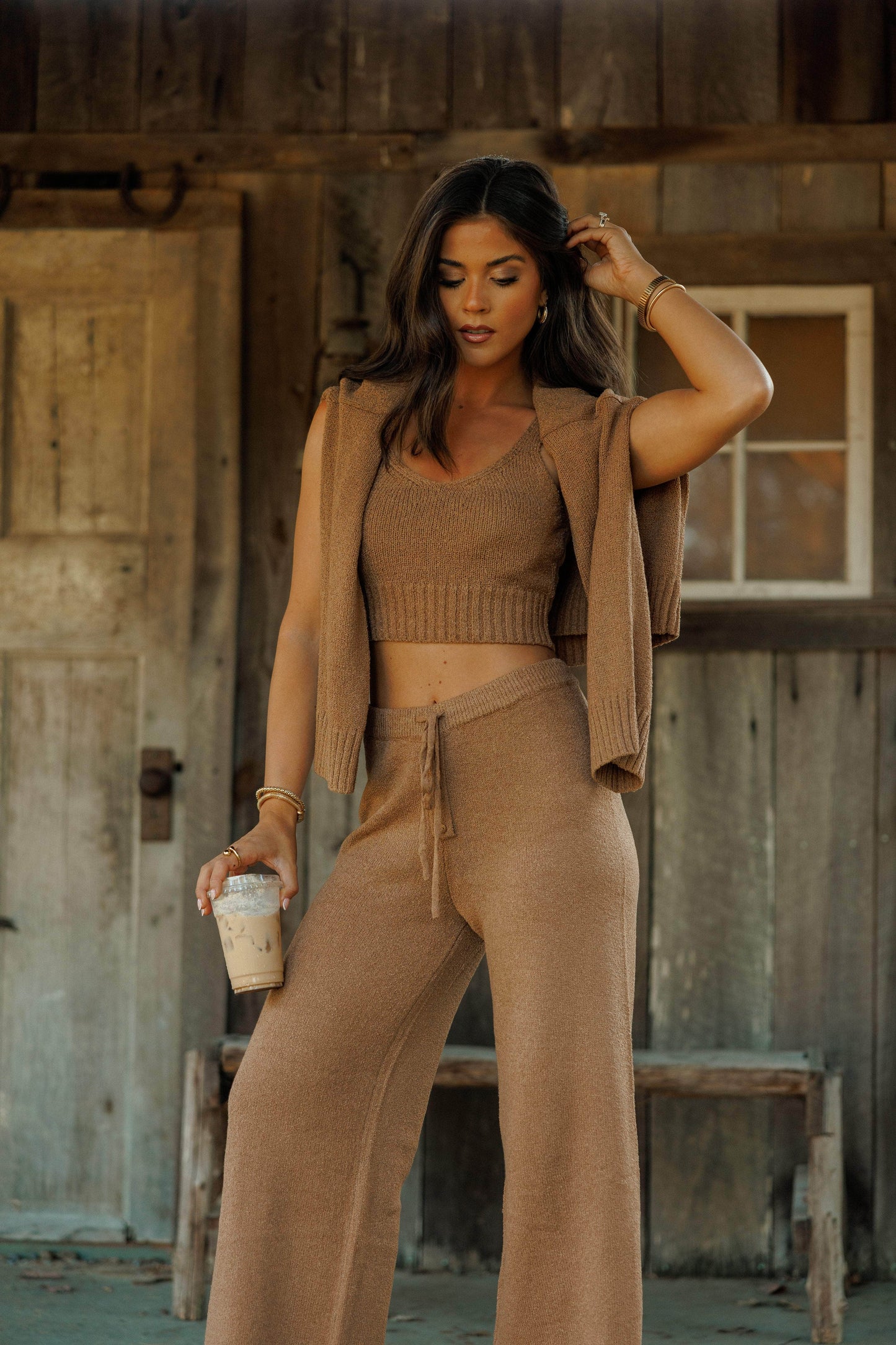 Cabin Mornings Tie Cardigan Set