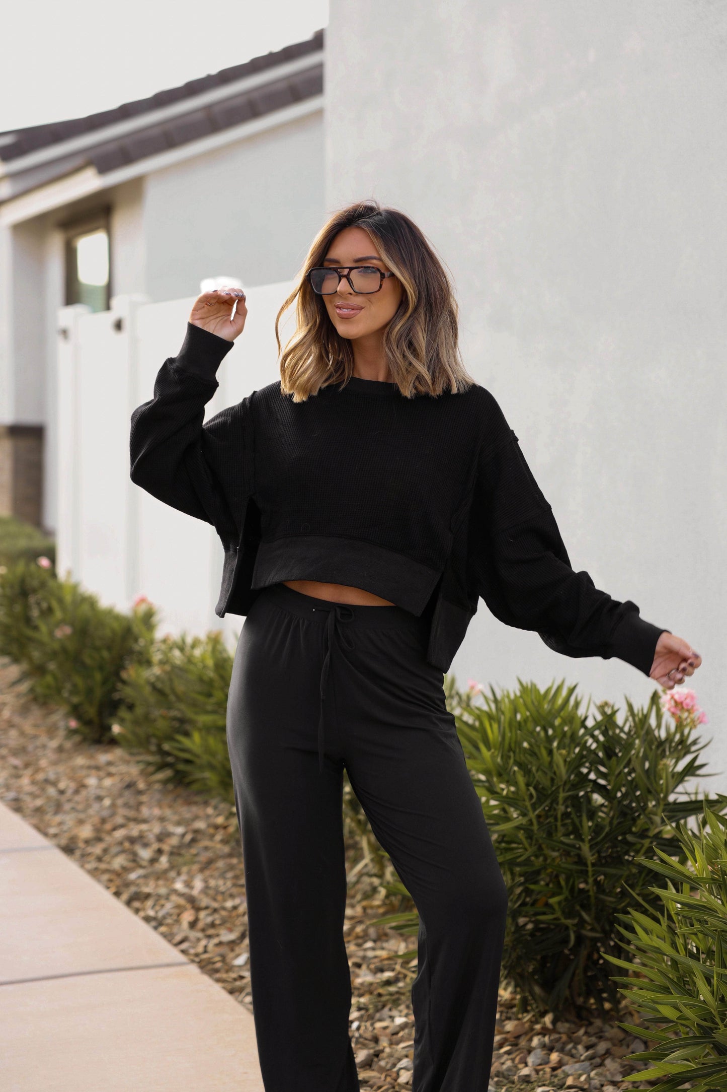 Warm Up Waffle Knit Top