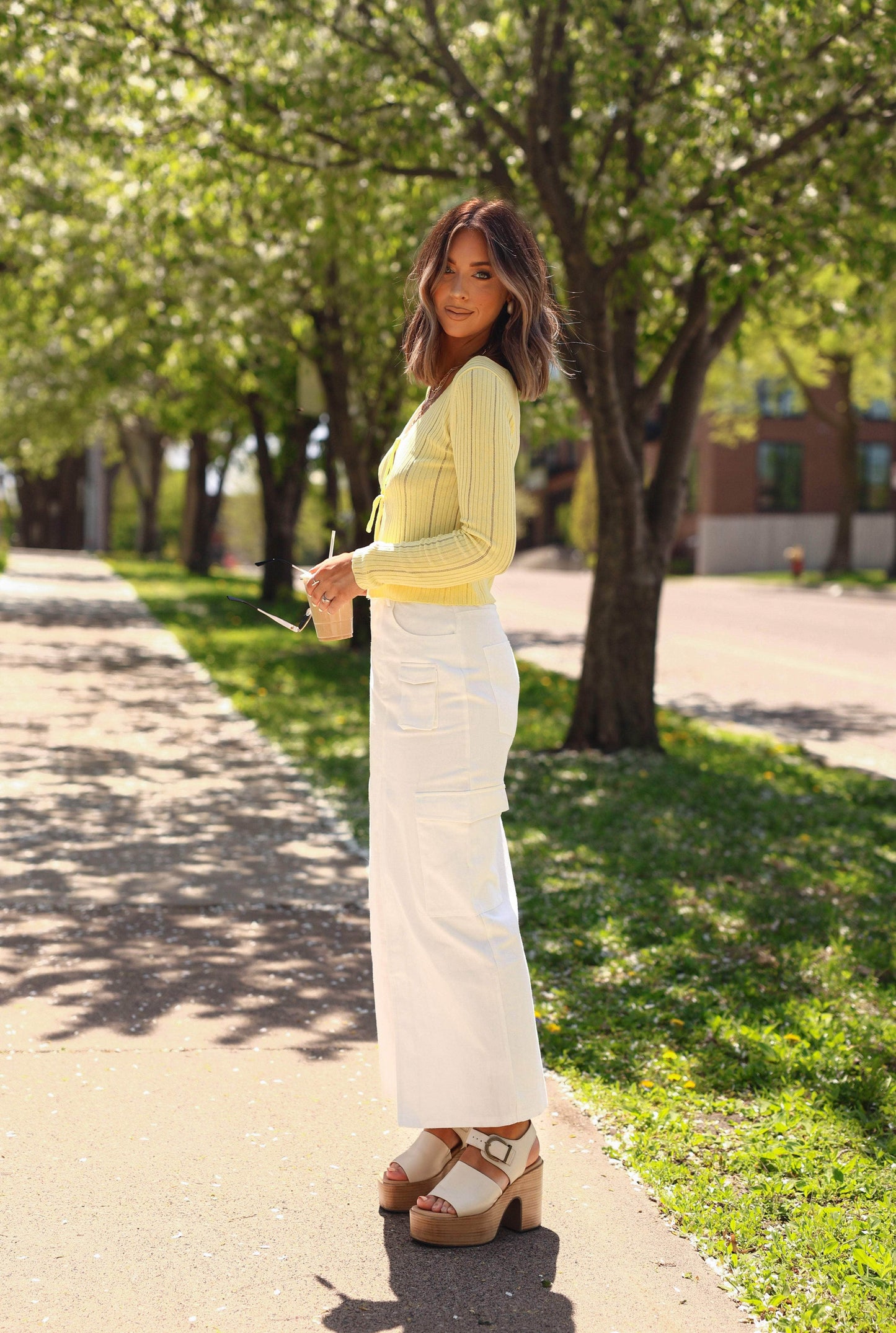White Cargo Midi Skirt